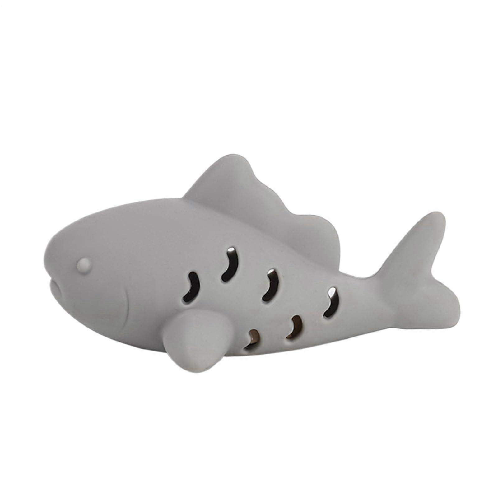 Cat  Dispensing Toy Fish Shaped Interactive Cat Feeder Slow Feed Chewable for Boredom Relief Gray