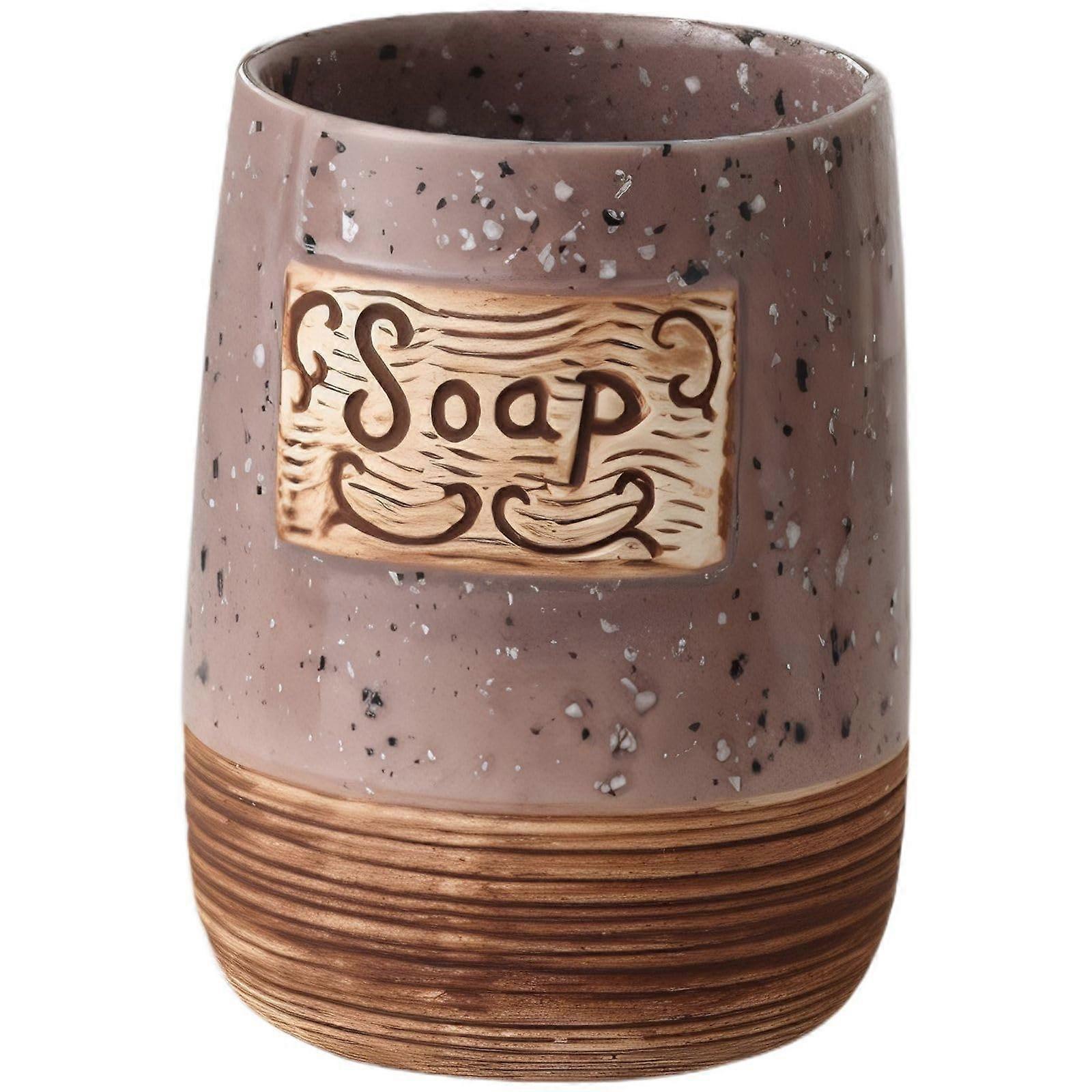 Ceramic Bathroom Cup with Toothbrush Holder, Stylish Purple Design, NonSlip MultiPurpose