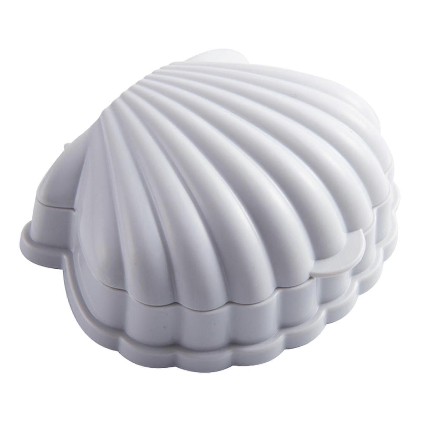Shell Soap Dish with Lid SelfDraining Seashell Style Soap Holder for Bathroom Shower Grey