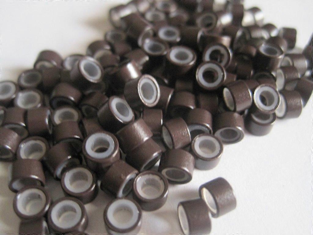 500pcs 5mm Brown Silicone Lined Micro Link Hair Extension Beads with Secure Grip