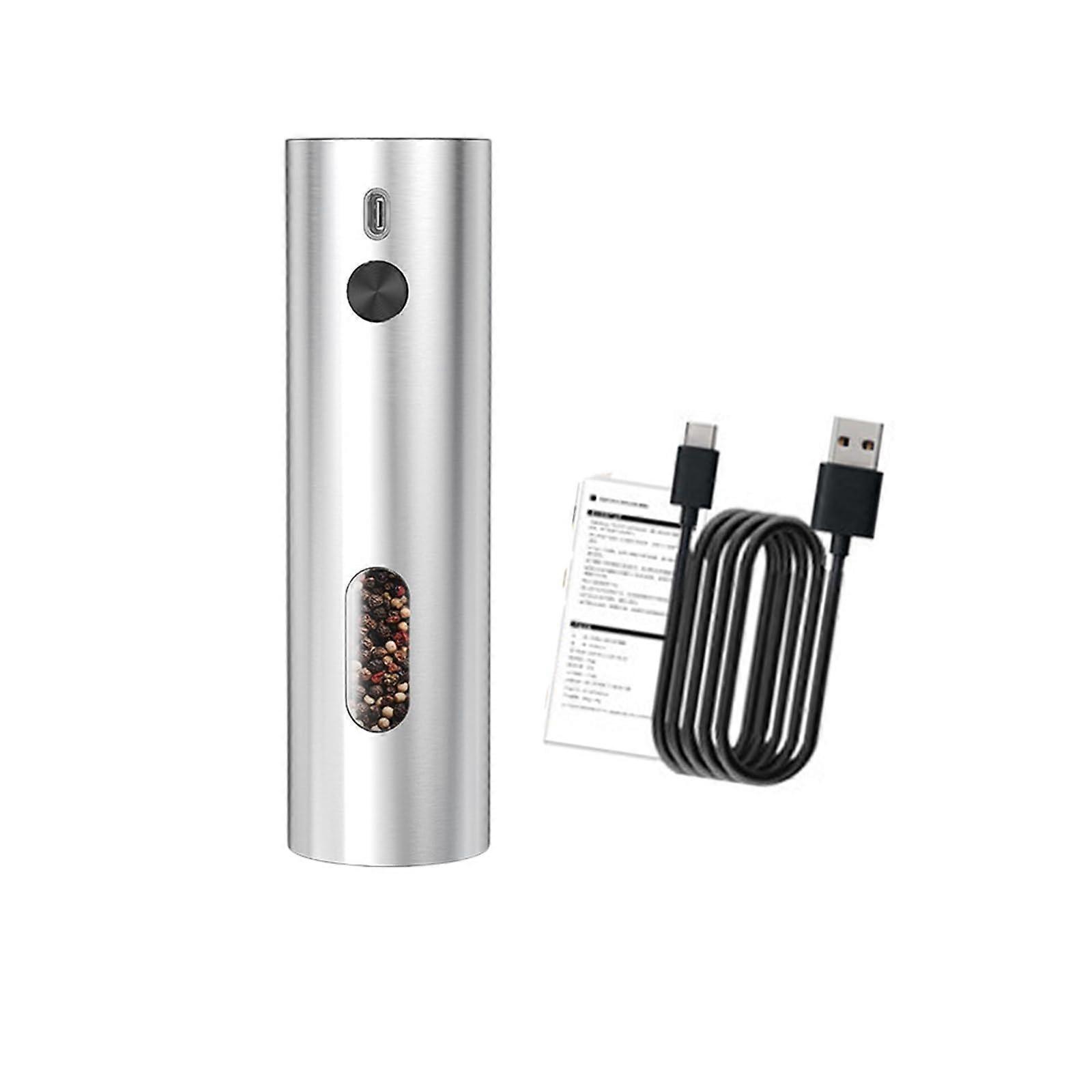 Rechargeable Electric Salt and Pepper Grinder with Adjustable Coarseness, OneHand Operation, Single Pack