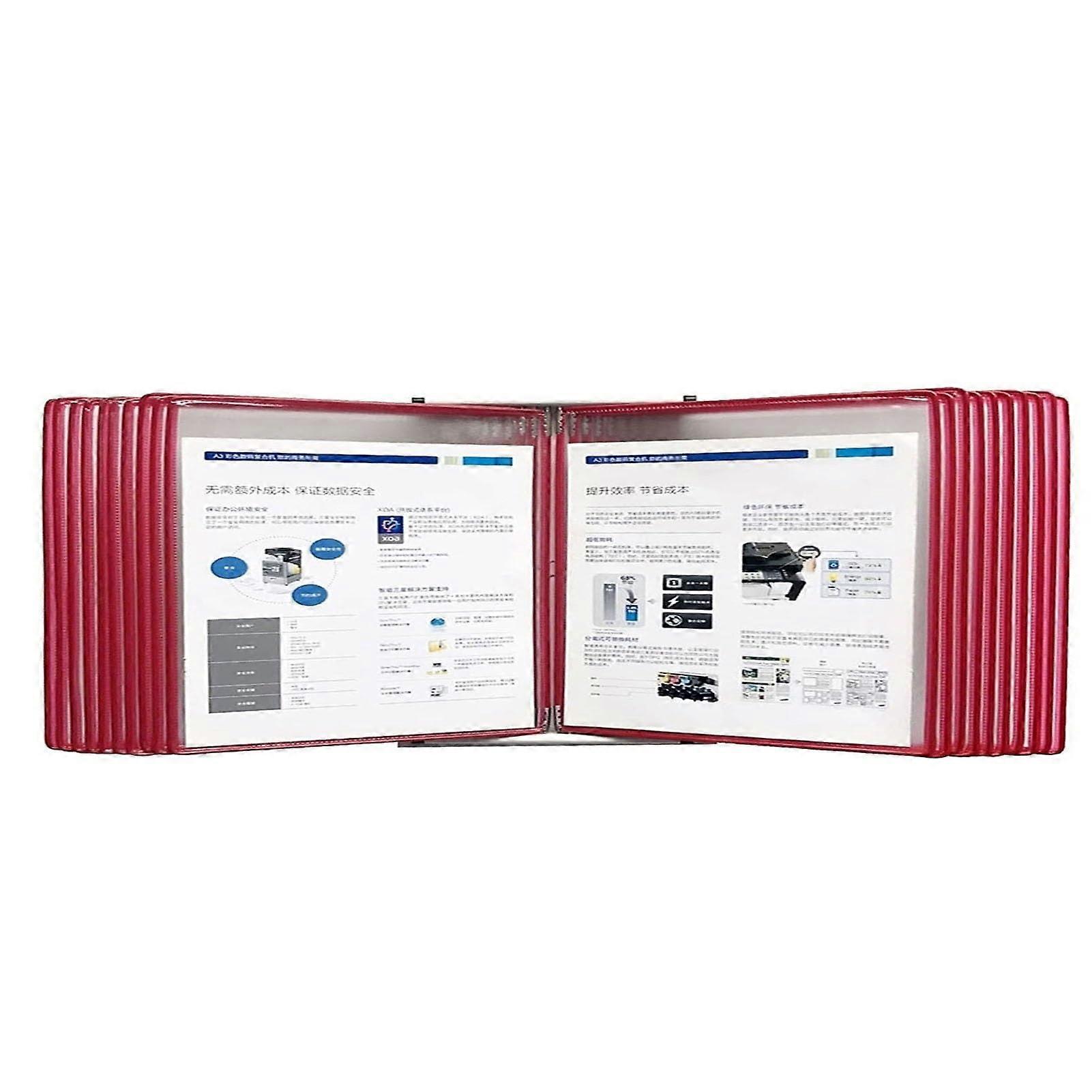 Desktop Display Folder with 20 Pockets, SpaceSaving Flip Design, Wall Mounted Document Organizer Red
