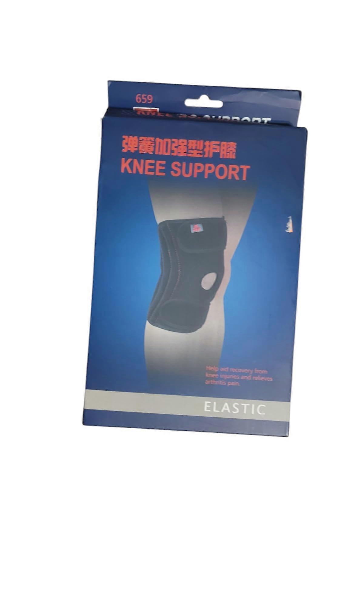 Knee Support Brace Model 659 Black with Open Patella Design and Breathable Elastic Compression