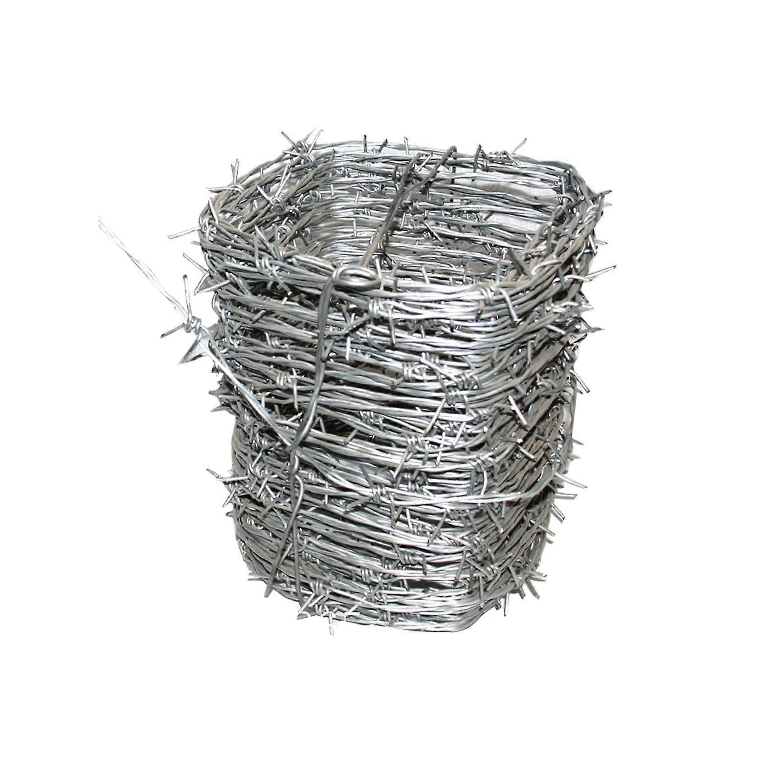 Galvanized Steel Barbed Wire Fence Roll 20m, 4 Point Sharp Barbs, Weatherproof Rust Resistant
