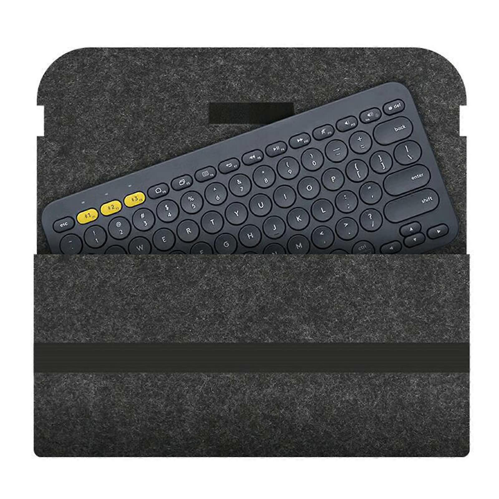 Keyboard Sleeve Wool Felt Dustproof Protective Cover for Logitech K380 K480 Dark Gray