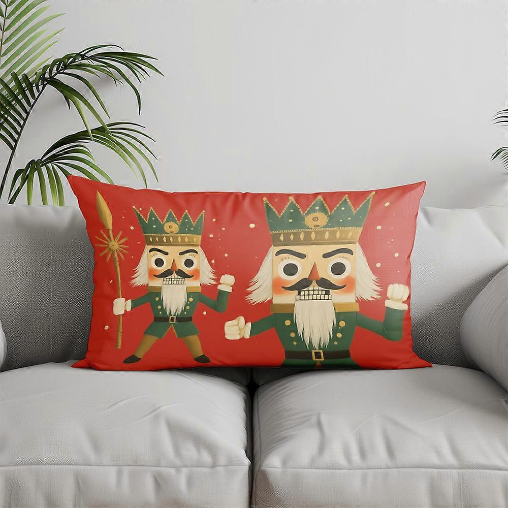 Home Decor Nutcracker Pattern Rectangle Pillow Suitable For Sofa Bedroom Car Pillow Cover Cushion Rectangular Back Cushion