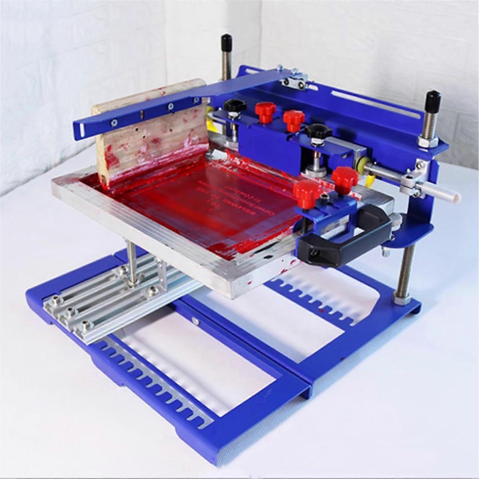 Manual Curved Screen Printing Machine for Cylindrical Products with Adjustable Height and 3 Roller Sets