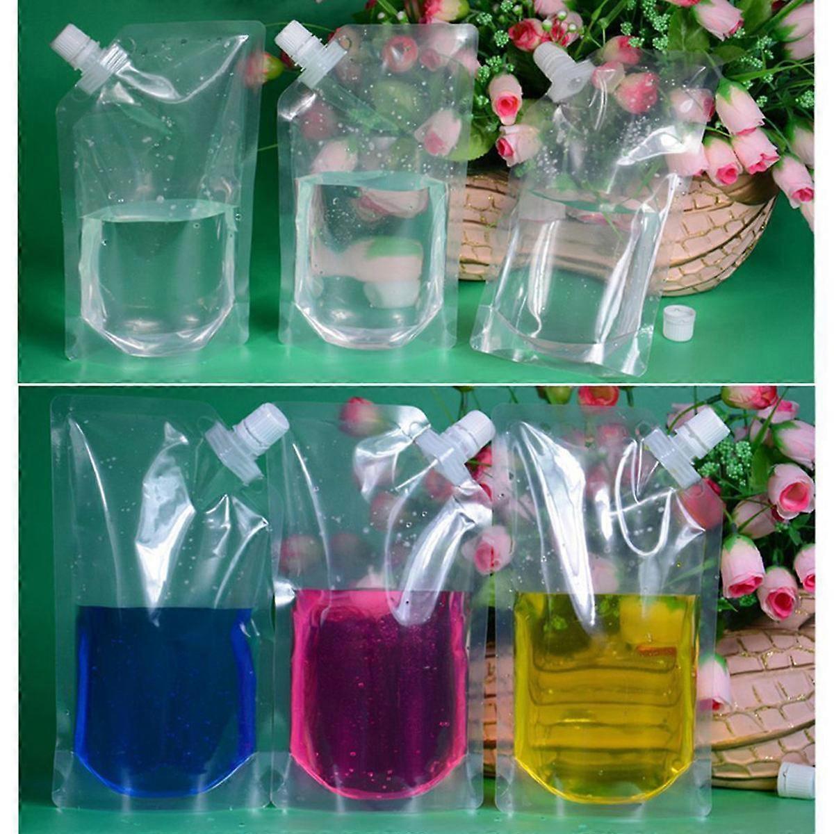 Wine Bag Plastic Flask for Carrying 7Pcs Transparent Reusable Drinking Flasks