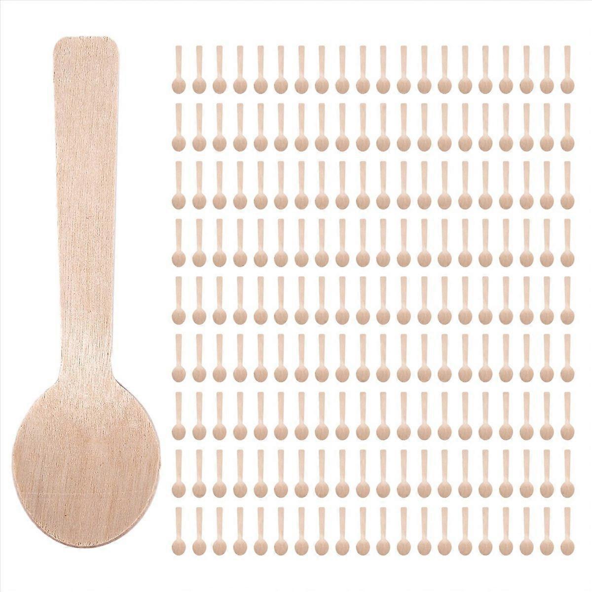 100Pcs Disposable Wooden Spoon Mini Ice Cream Spoon