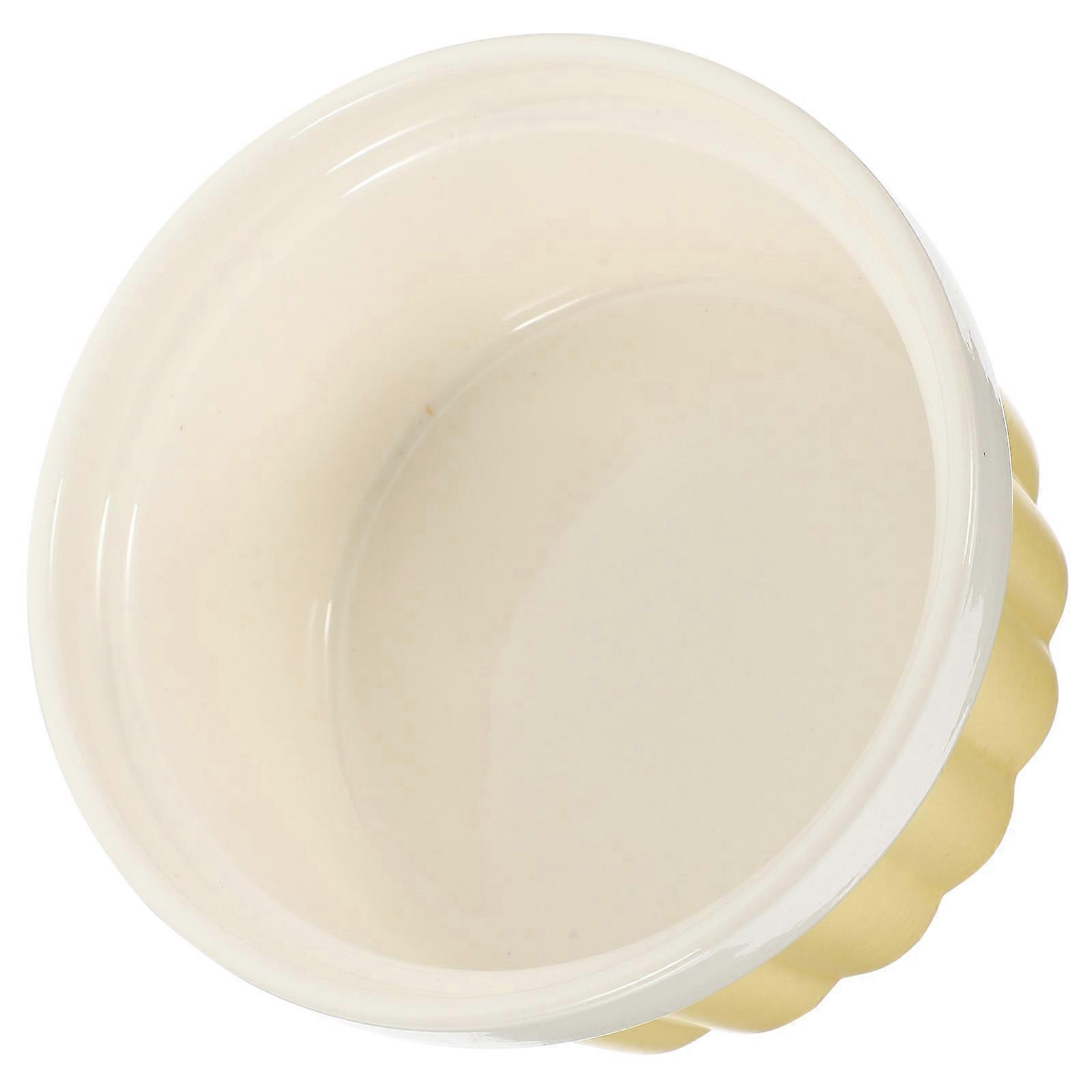 Ceramic Baking Bowl for Baking Use 1Pcs Yellow Round Shape Kitchen Bowl