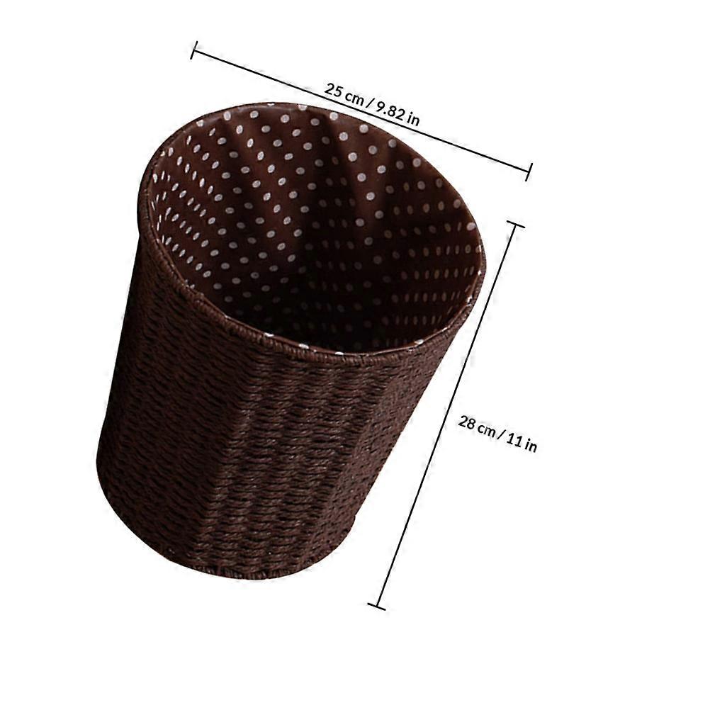 Multi-Function Rattan Trash Can Woven Basket for Sundries Storage