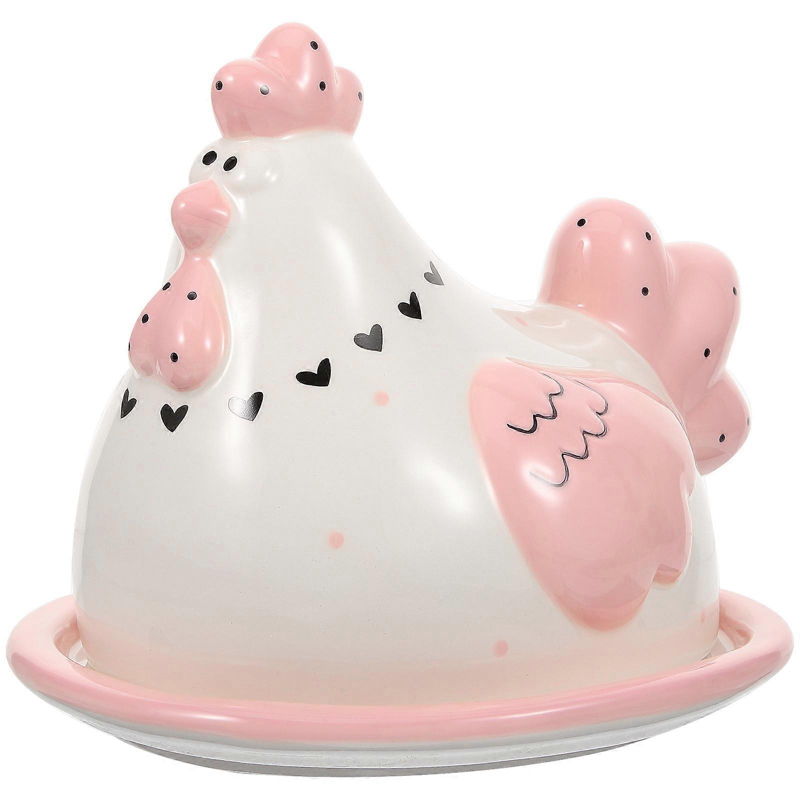 Easter Tableware Cheese Butter Dish with Chicken Lid 1Set for Storage Use