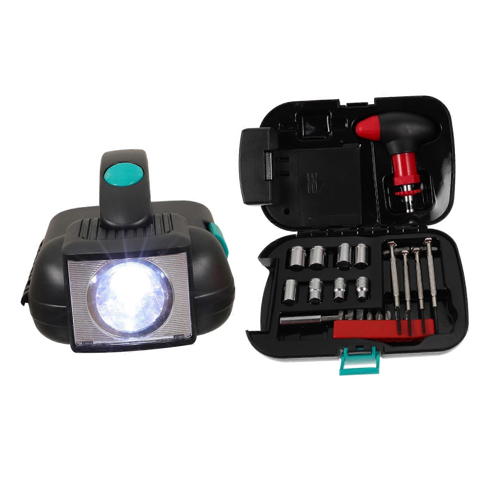 LED Flashlight Tool Kit Waterproof Rechargeable Work Light with Integrated Tool Set for Camping