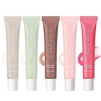 5-Color Summer Special Lip Balm Butter-Shea Butter & Avocado Oil Formula, Lightweight & Non-Sticky, 5 Trending Shades (Vanilla/Mint/Iced Coffee/Cake/G