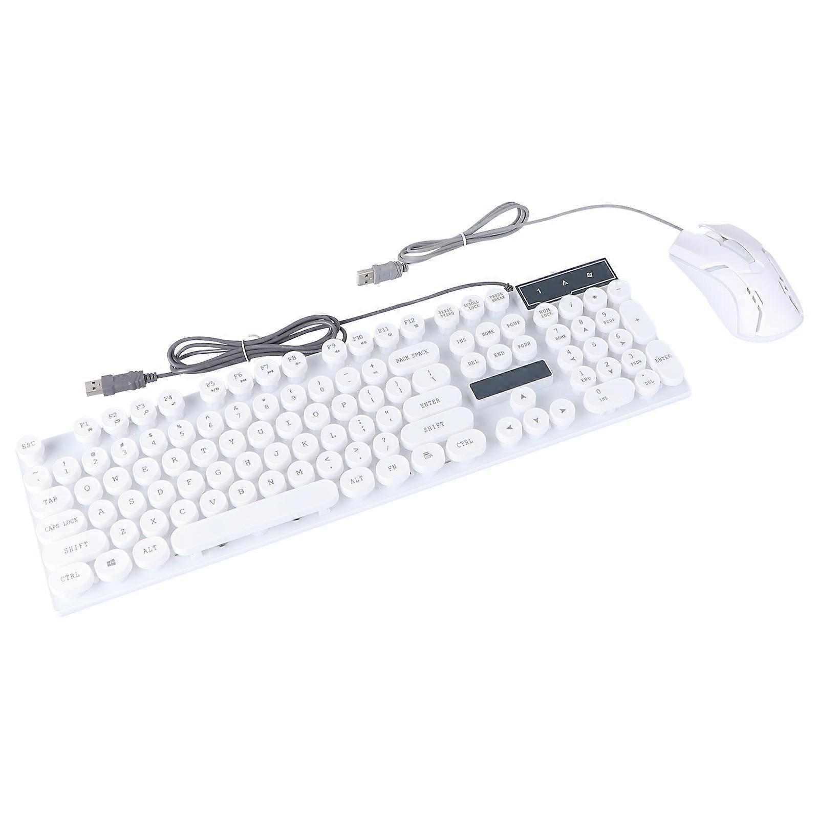 Computer Keyboard Mouse for Computer Use 1Set White ABS Mechanical Feel