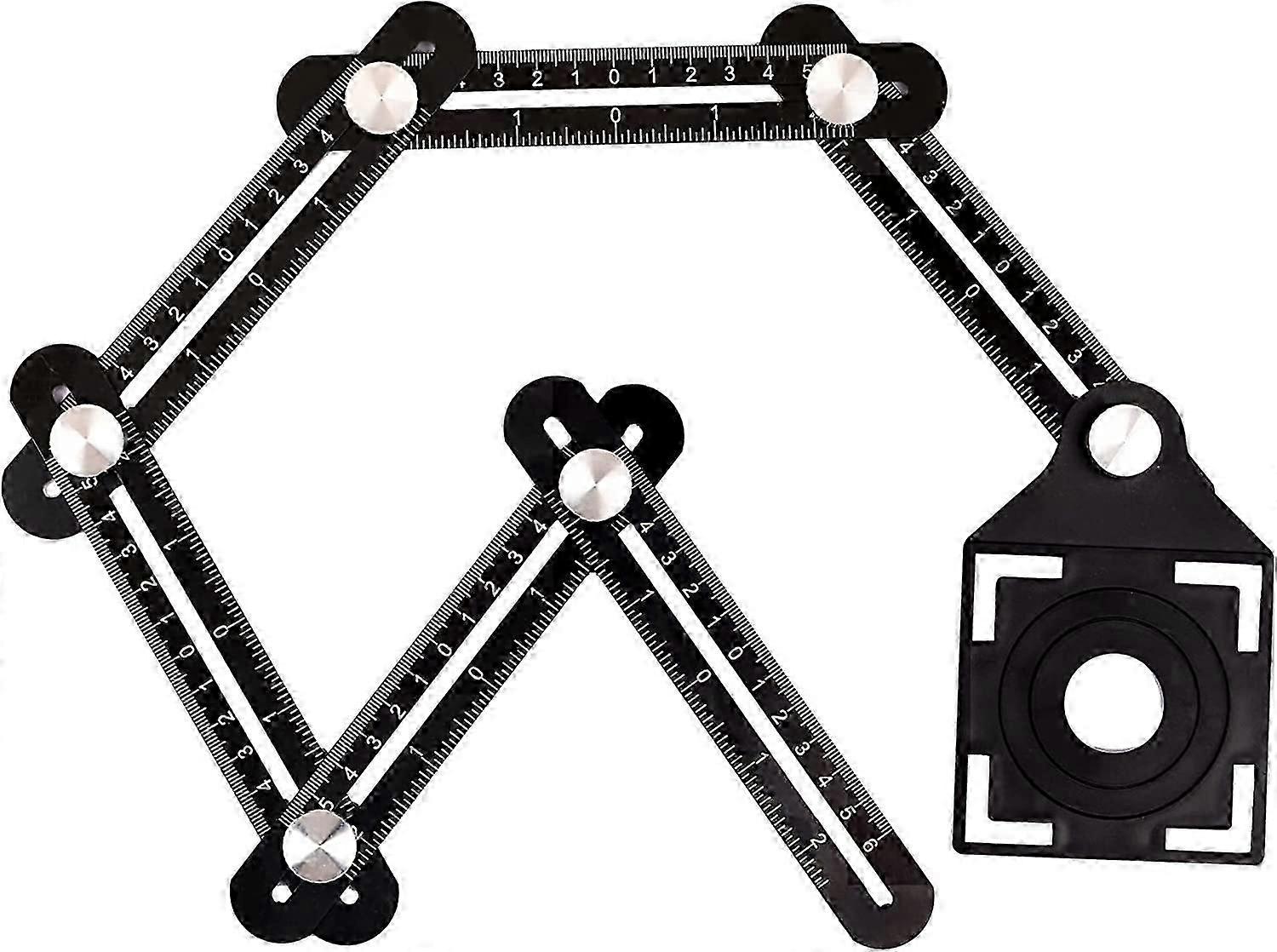 Template Tool,6 Sides,Aluminum Alloy,Multi-function Ruler Angle Measuring Tool,with Tile Positioning Aperture Ruler