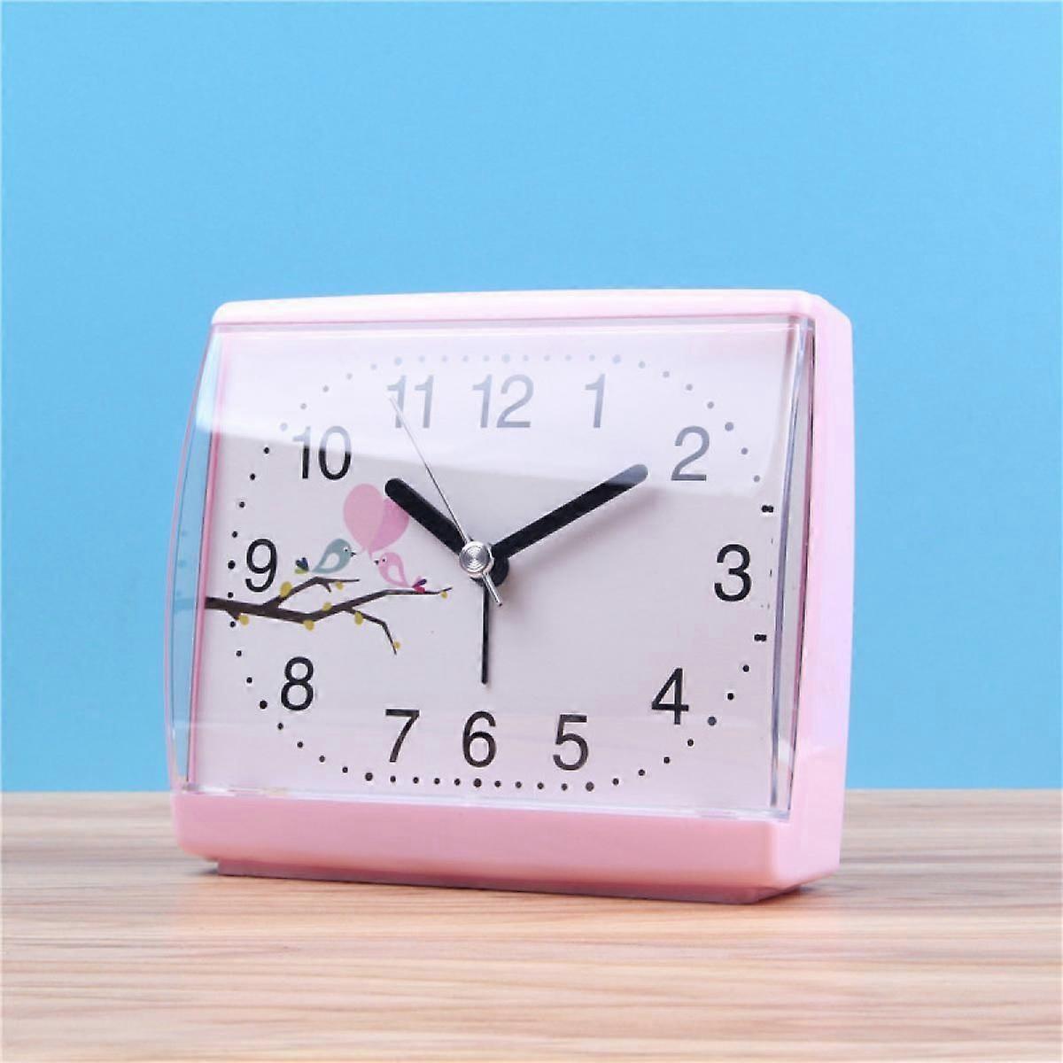 4.6" Square, Compact & Lightweight Bedside Alarm Clock (Pink)