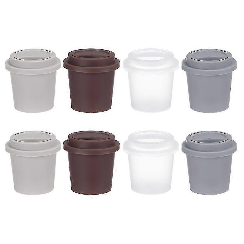Makeup Storage Case Coffee Cup Design Powder Puff Container 8Pcs