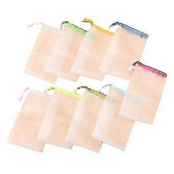 10 Pcs Soap Pouch,drawstring Foam Net Sack(color Random)