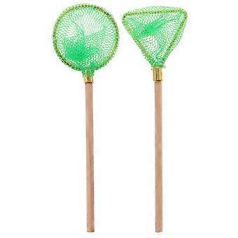 Filet de pêche miniature pour enfants (lot de 2), accessoire de jeu en bois et métal.