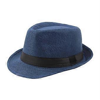 Klassischer Fedora-Hut mit kurzer Krempe und Hutband, einfarbig, Einheitsgröße (passt den meisten)