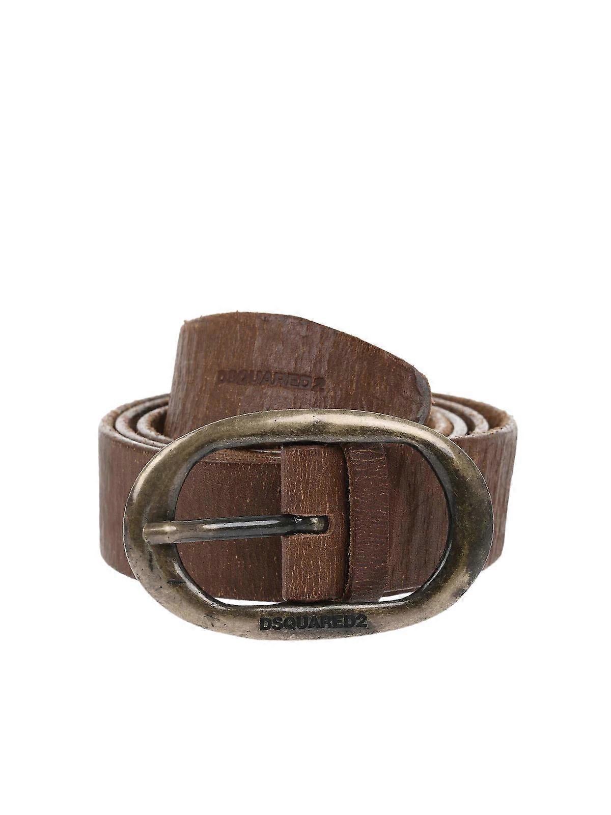 Craquele Leather Logo Buckle Belt