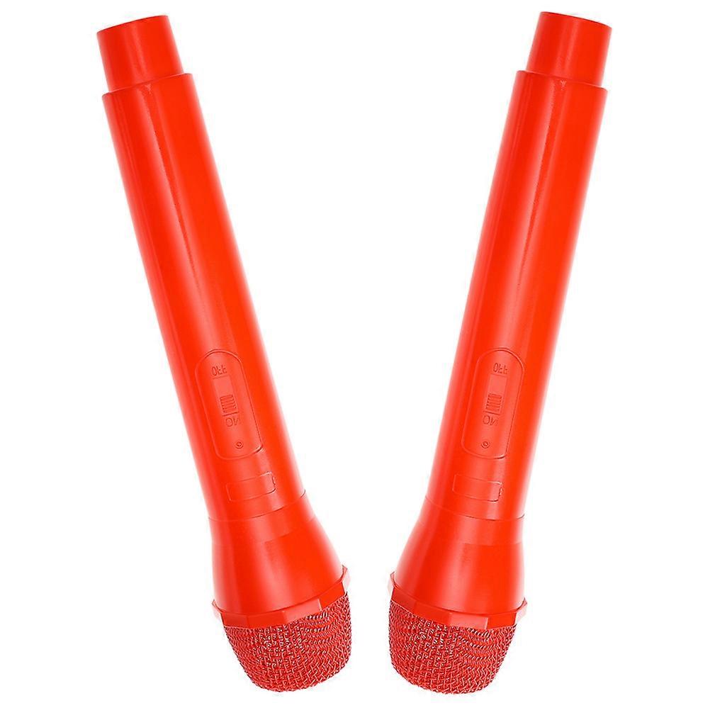 Fake Microphone Prop Simulation Mic for Stage Performance 4Pcs Red