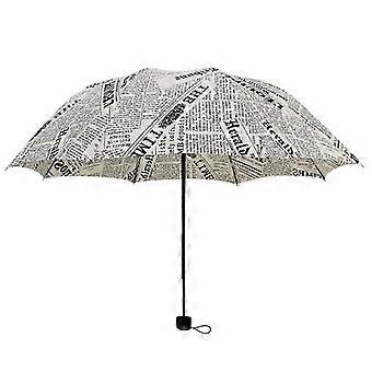 Britischer Wind Schwarz Und Weiß Zeitungsschirm Faltbar Mode Automatischer Regenschirm Anti-UV Sonne / Regenschirm Sonnenschirm-