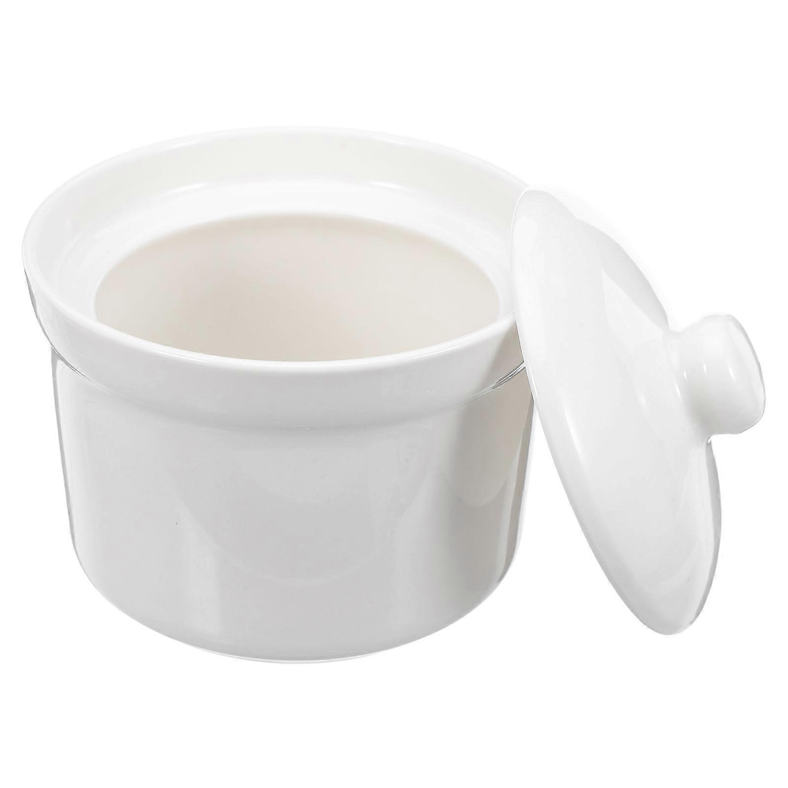 Bol à ragoût en céramique avec couvercle, 1 pièce, blanc