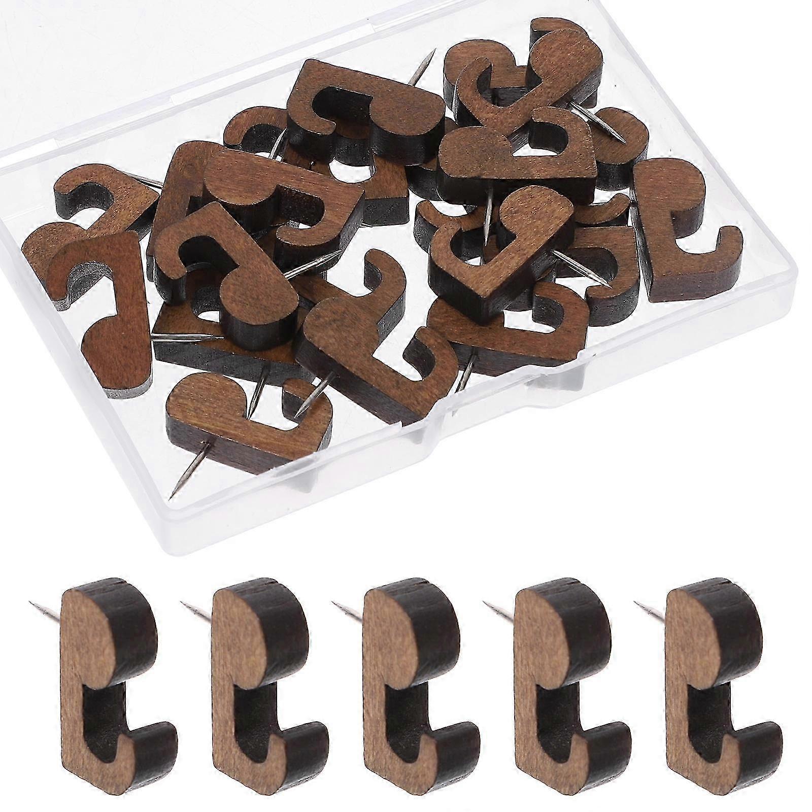 Decorative Wooden Push Pin Hooks for Storage 20Pcs Multi