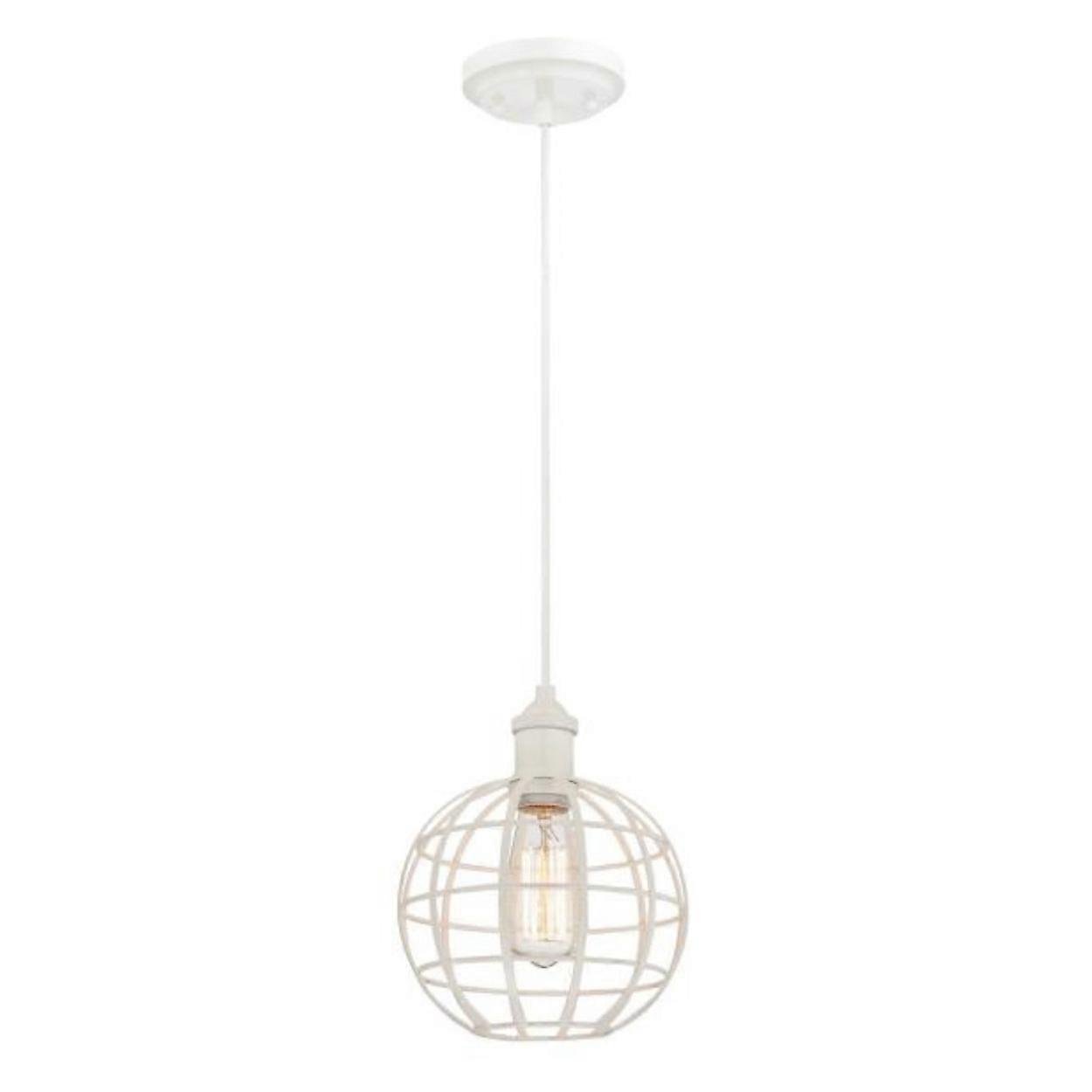 One-Light Pendant White with globe cage