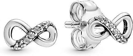 Women's Sterling Silver Sparkling Infinity Stud Earrings