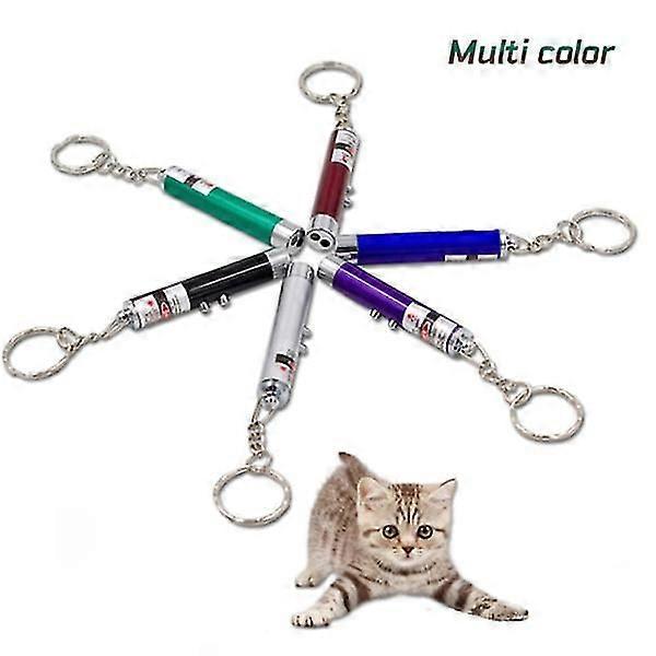 6 Pcs Multicolor Cat Laser Toy, Laser Pointer with Key Ring