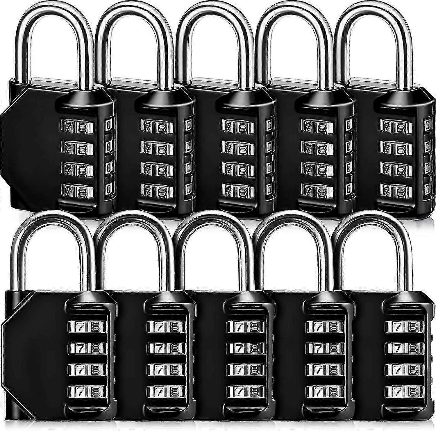 Resettable 4 Digit Combination Locks 10 Pack Waterproof Locker Padlocks