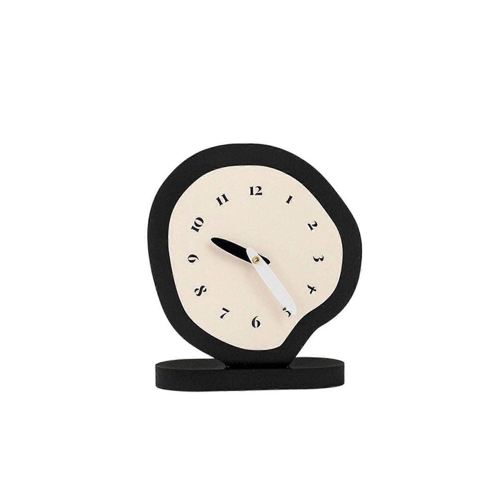 Silent Table Clock Non-Ticking Clock with Oval Base Quiet for Nightstand,