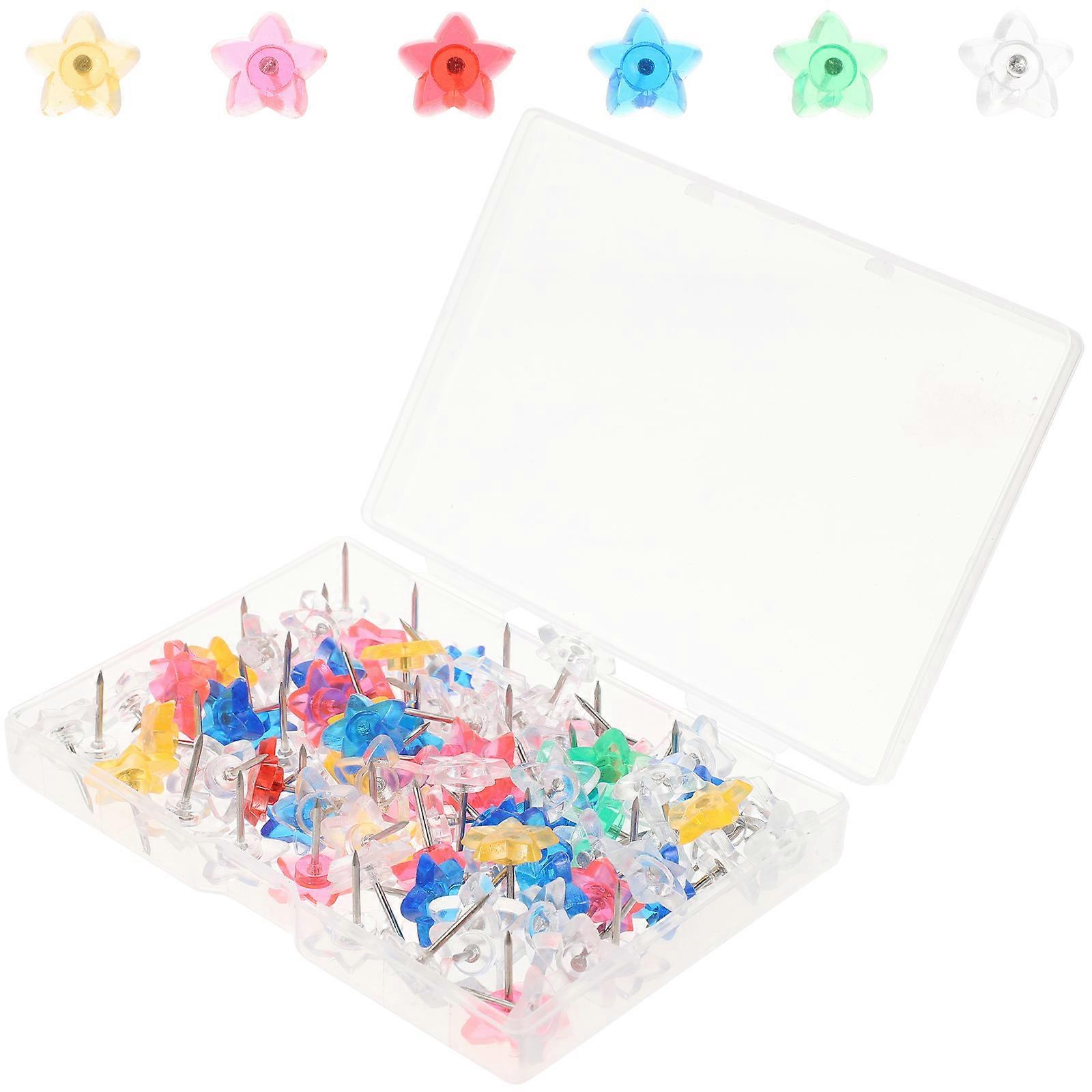 Multi-Function Thumb Tacks 100Pcs Colored Transparent Pushpins for Home Use