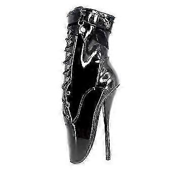 Ballet Pumps Spike Heel Black Lace-Up Pointed Toe Shoes