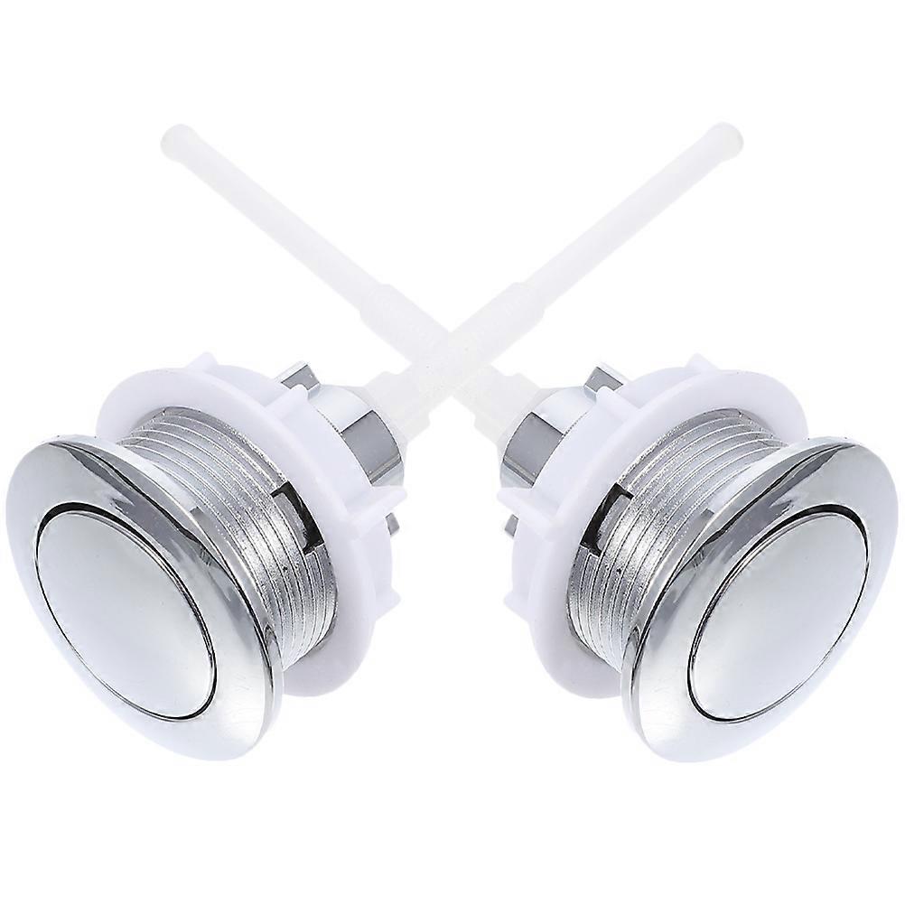 Plastic Toilet Flush Button Push Button Replacement 2Pcs Silver ABS
