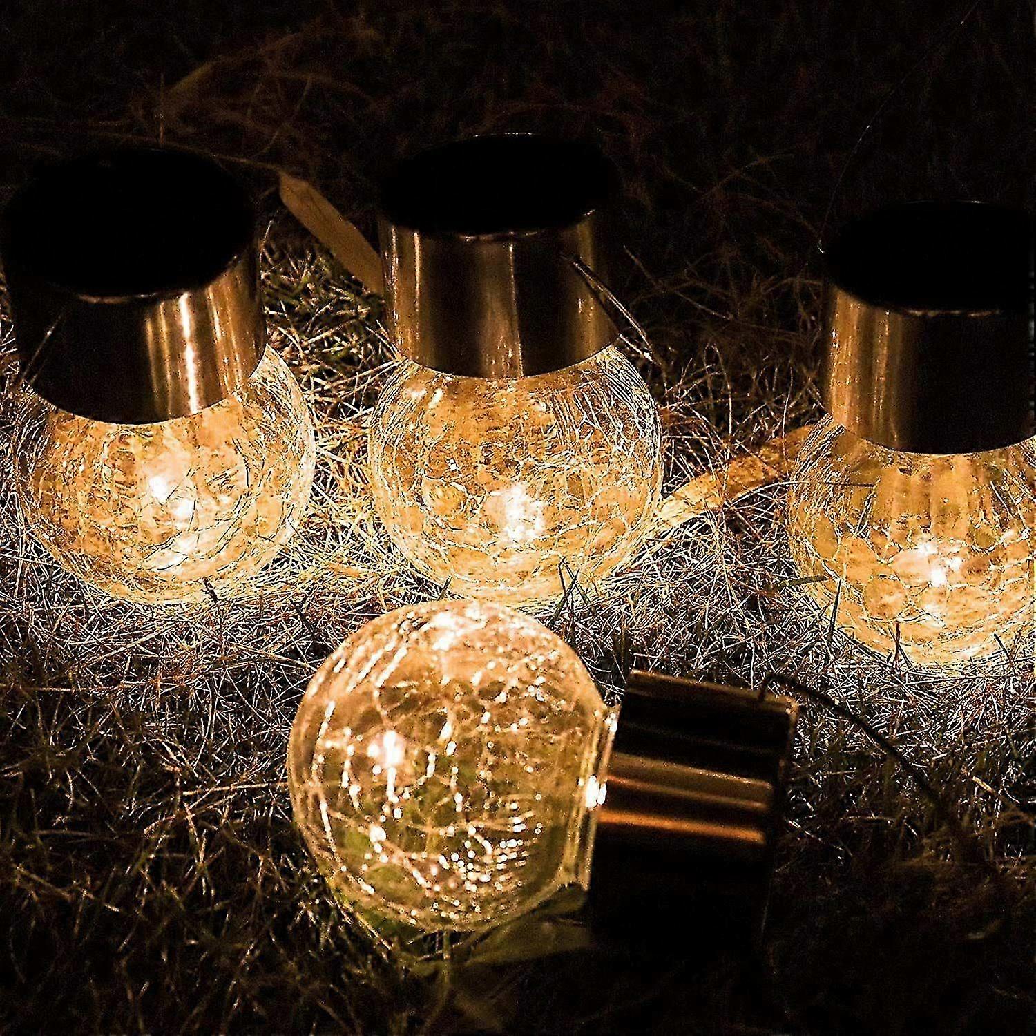 Guirlandes lumineuses boules, lot de 4, en verre fissuré, longue durée de vie