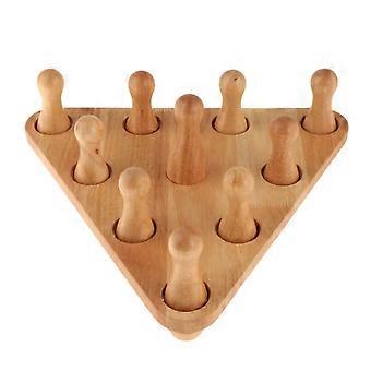 Shuffleboard Bowling Pin Set, Solid Wood, 10 Pcs with Triangular Pinsetter, for Family Game Nights, Shuffleboard Table Activity, All Ages, Durable