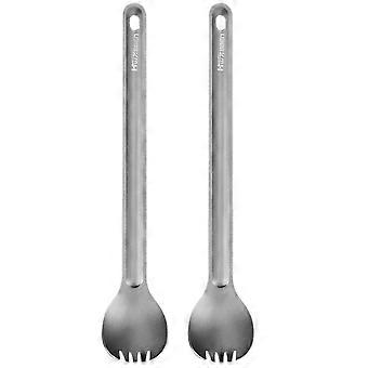 2pcs Ti Long Handle Spork Cutlery for Outdoor Camping Backpacking Picnic
