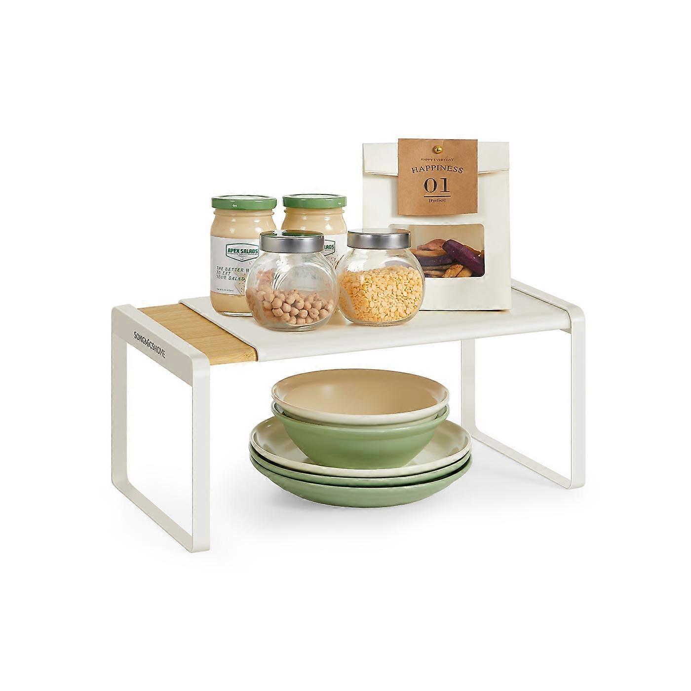 Spice Rack Expandable Cupboard Shelf Orgnizer Light Bambo