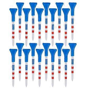 10/20/50 Pcs Golf Tees Unbreakable Plastic Golf Tees Reduces Friction Side Spin Golf Accessories USA Flag Pattern Long Golf Tees Bulk