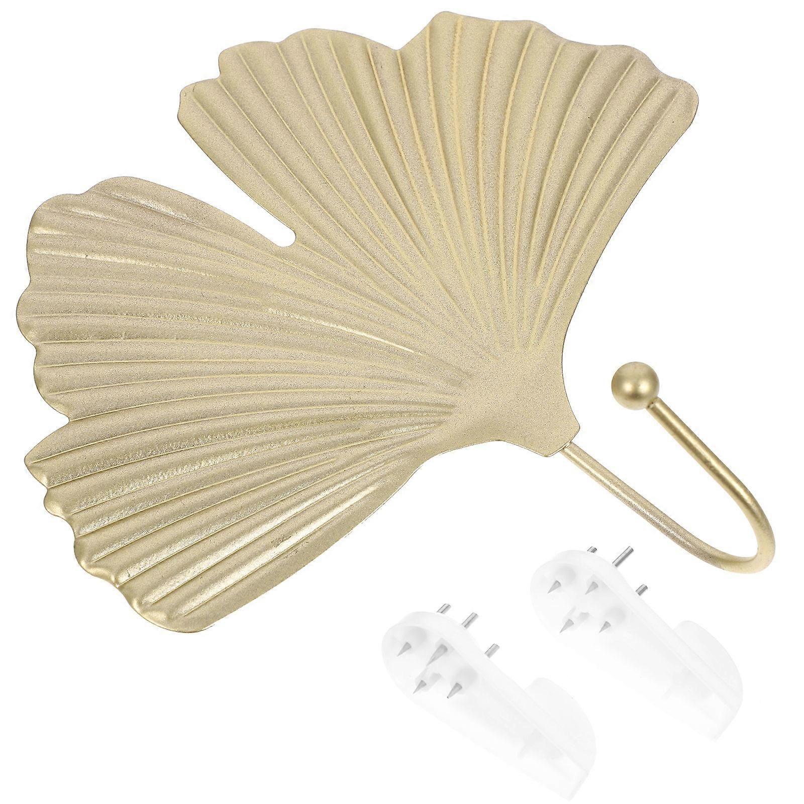 Golden Nordic Leaf Hook Wall Pendant Decor 1Pc
