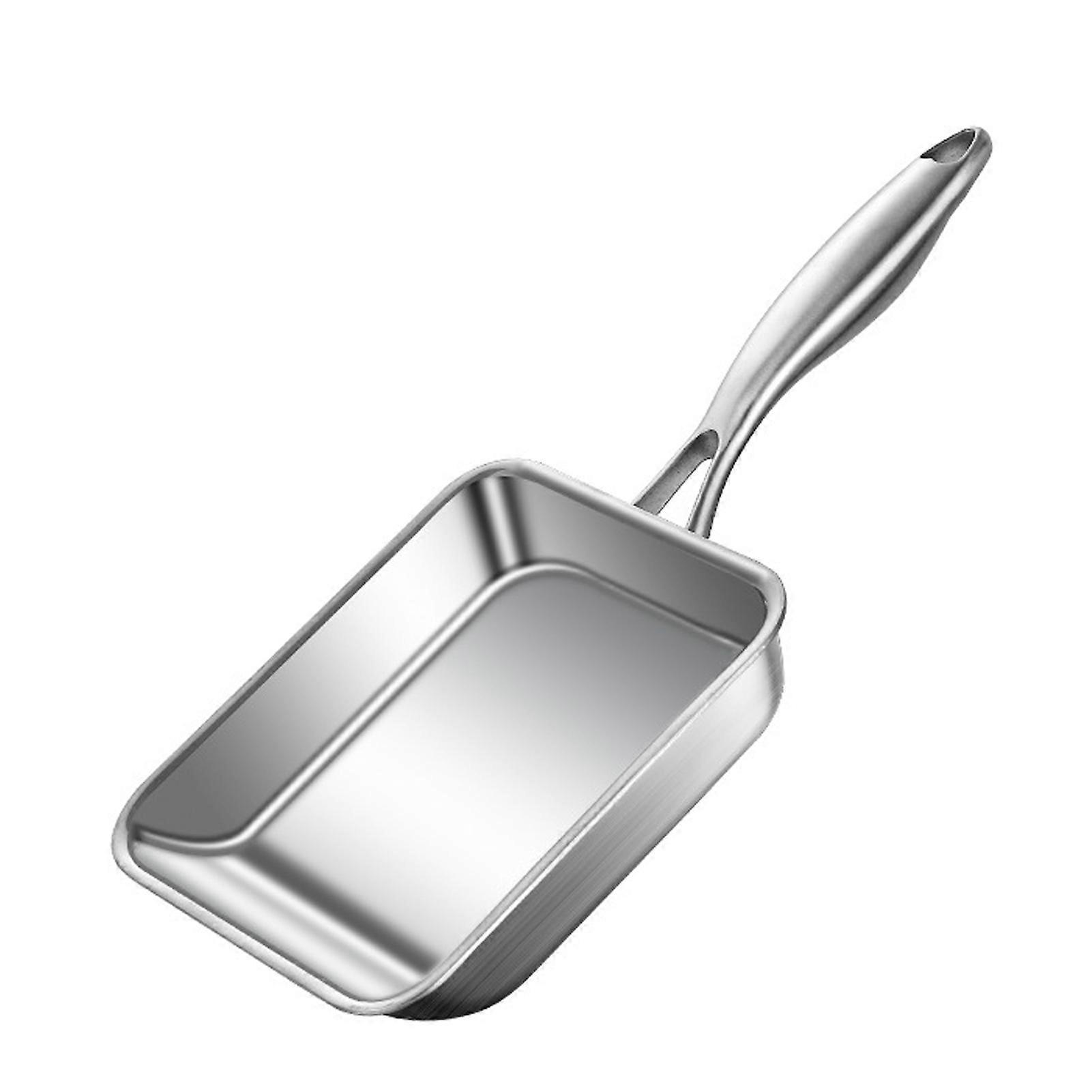 Flat-Bottom Stainless Steel Frying Pan