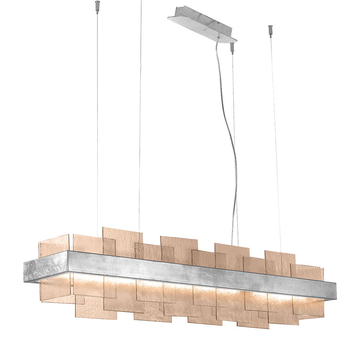 Rettangolo Led Straight Bar Pendant Ceiling Light Silver Leaf