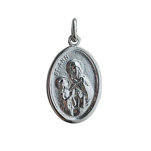 Silver 21x15mm oval St Ann Pendant