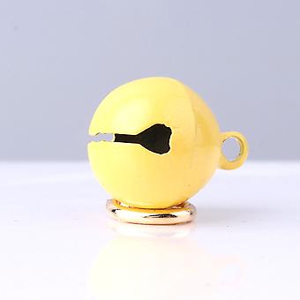 Pet Collar Bell Iron Pet Round One Piece Bell Collar Pendant Accessories with Keyring for Cats and DogsYellow