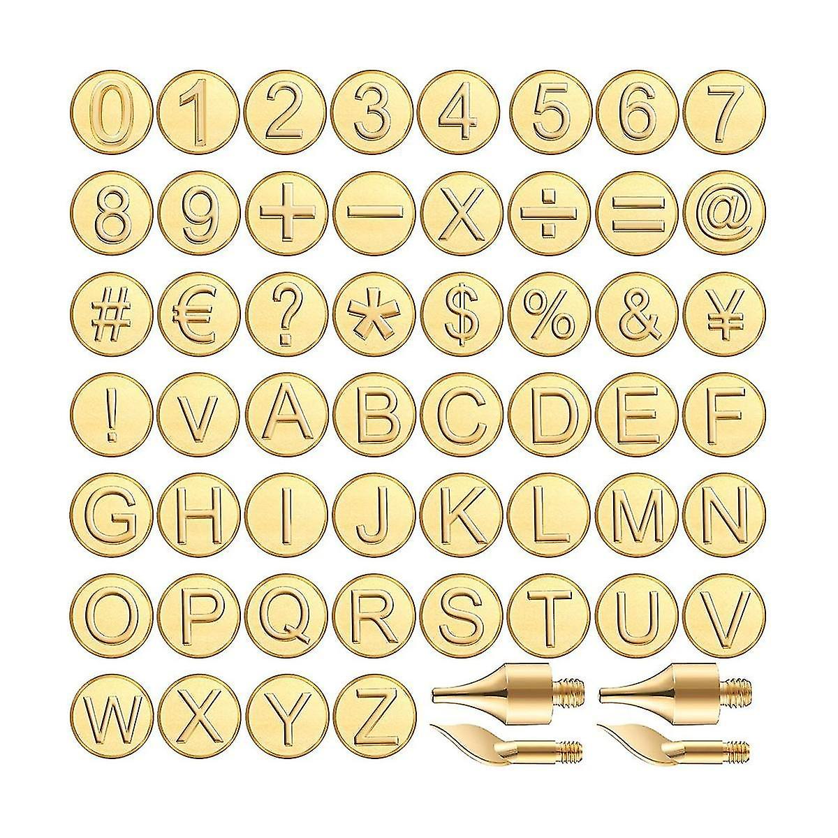 56 Pieces Wood Burning Tip Wood Burning Tip Set Including Alphabet Number for Wood Craft Diy Emboss