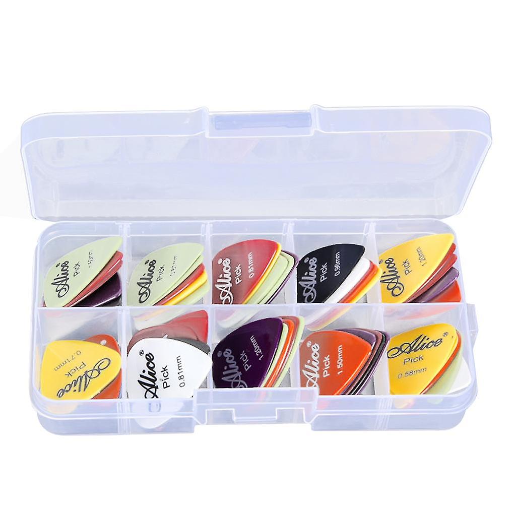 24pcs Plastic Guitar Picks Plectrums w/ Various 6 Thickness + Pick Box
